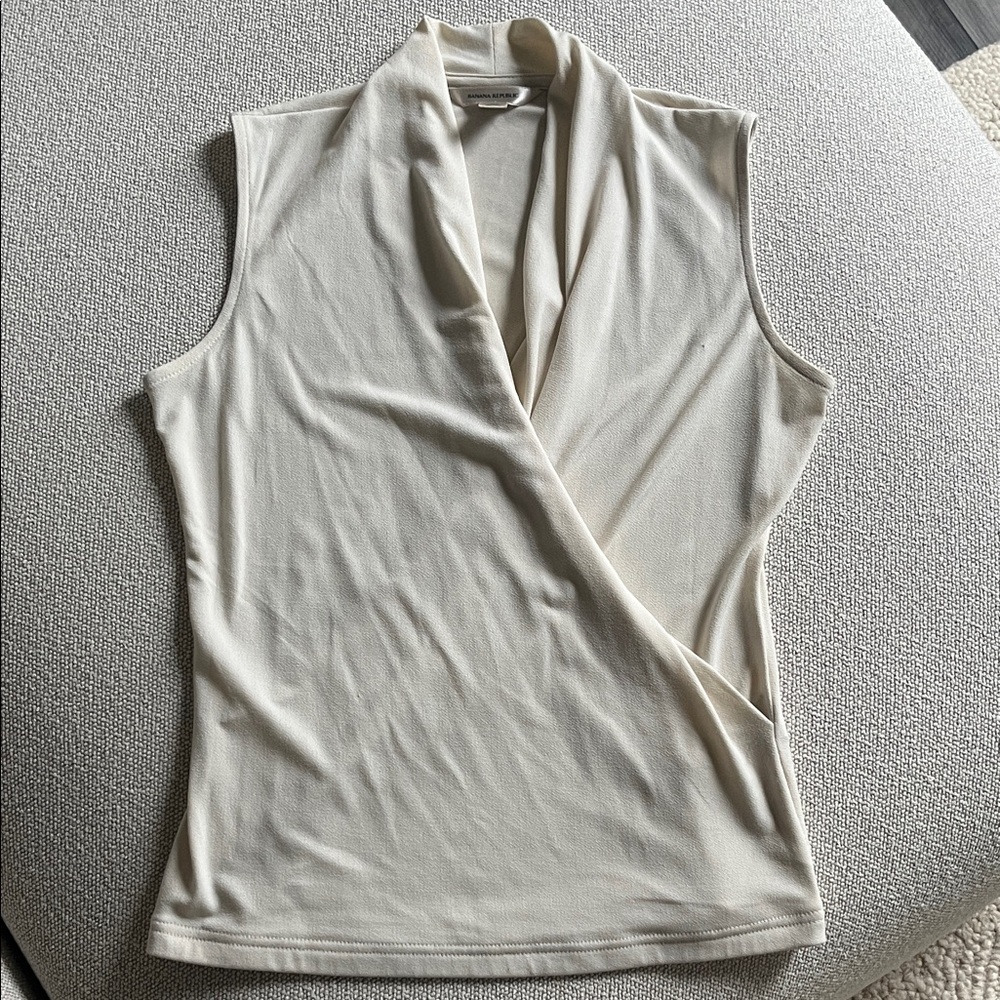 Elegant Cream Sleeveless Wrap Top